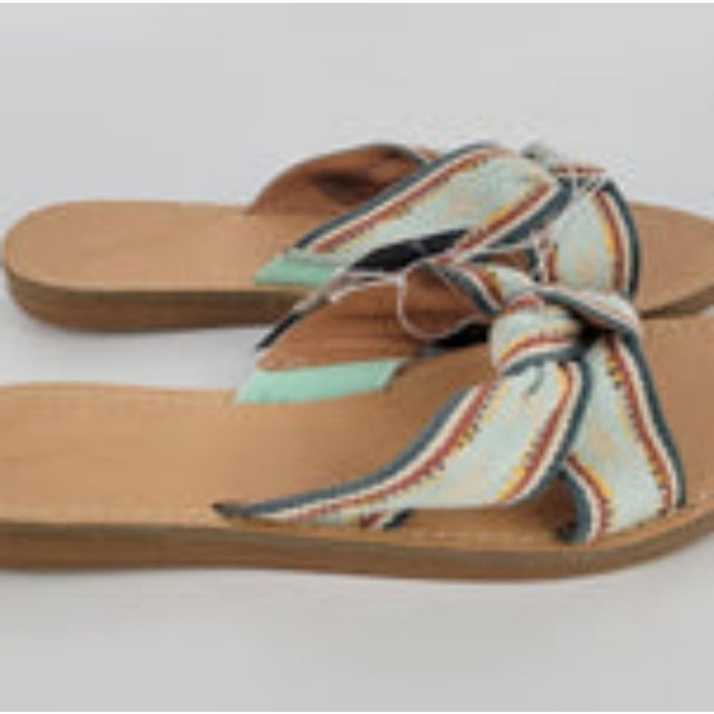 Universal Thread Melody Knotted Slide Sandals Teal 7